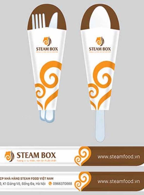 In bao giấy đựng muỗng Steam Box